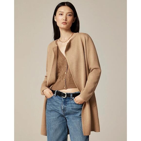 J. Crew Sweaters - J. Crew Juliette Collarless Sweater Blazer Heathered Khaki Medium Cardigan Top